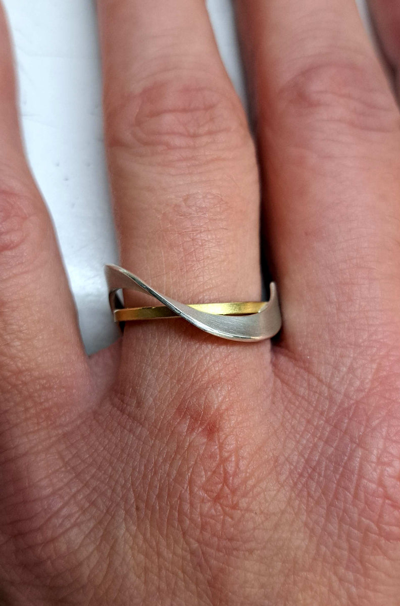 925er Silber Ring feingoldbelegt MANU R1437