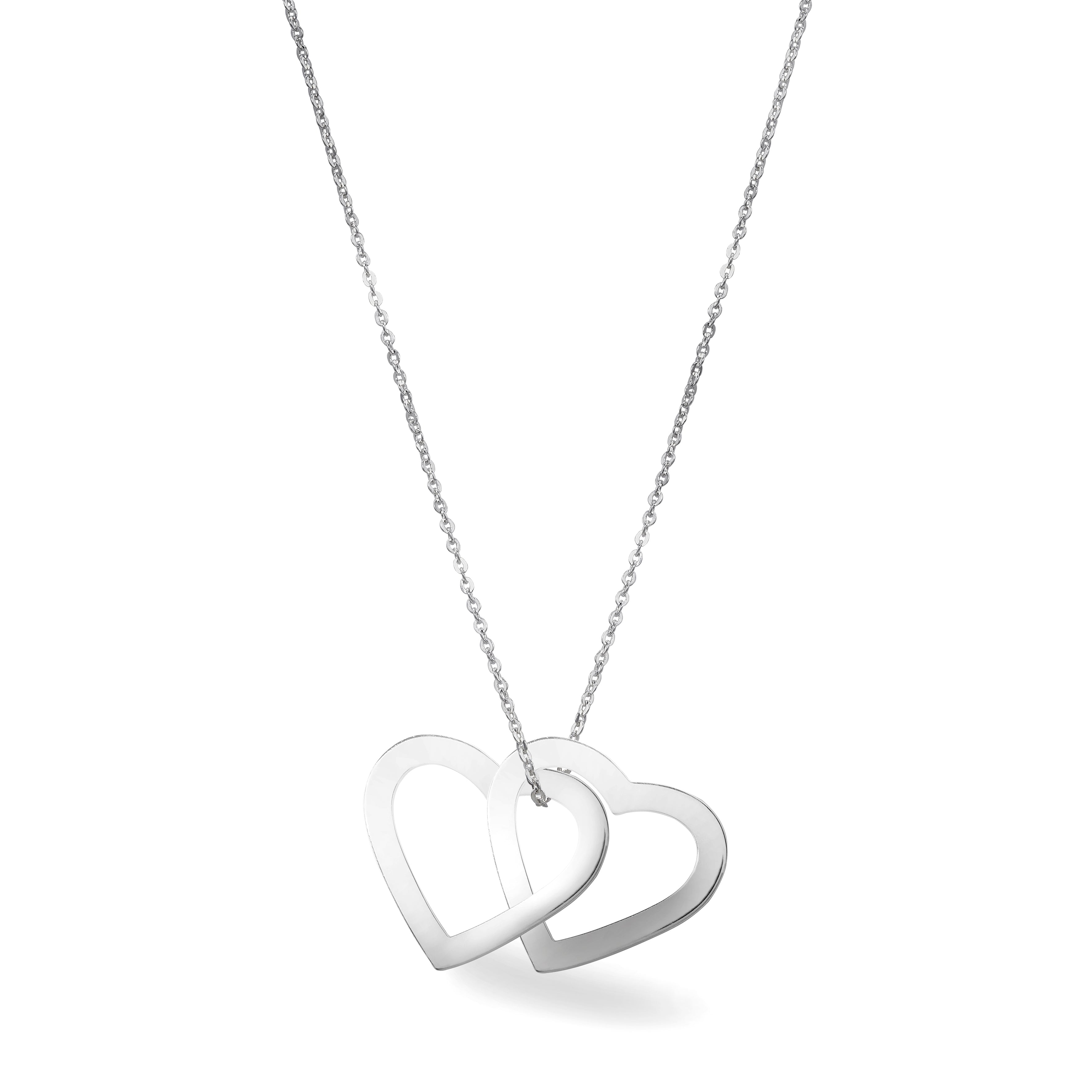 Doppelte Herzkette Sterlingsilber vergoldet/rosevergoldet