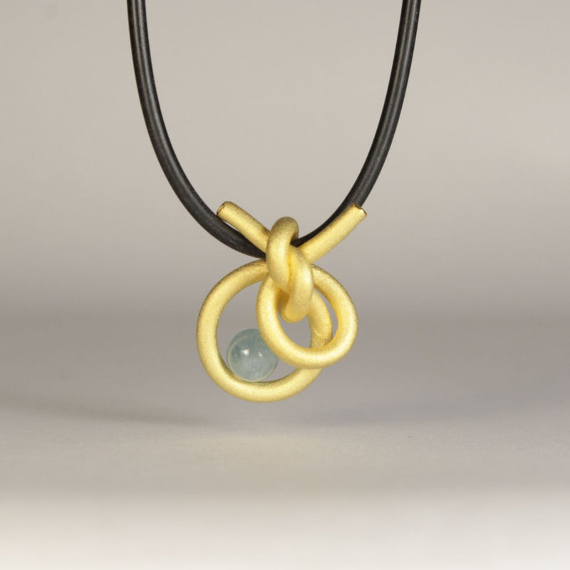 Anhänger Knotenschmuck Perl Schlaufe Knoten ANH-P23 Aquamarin