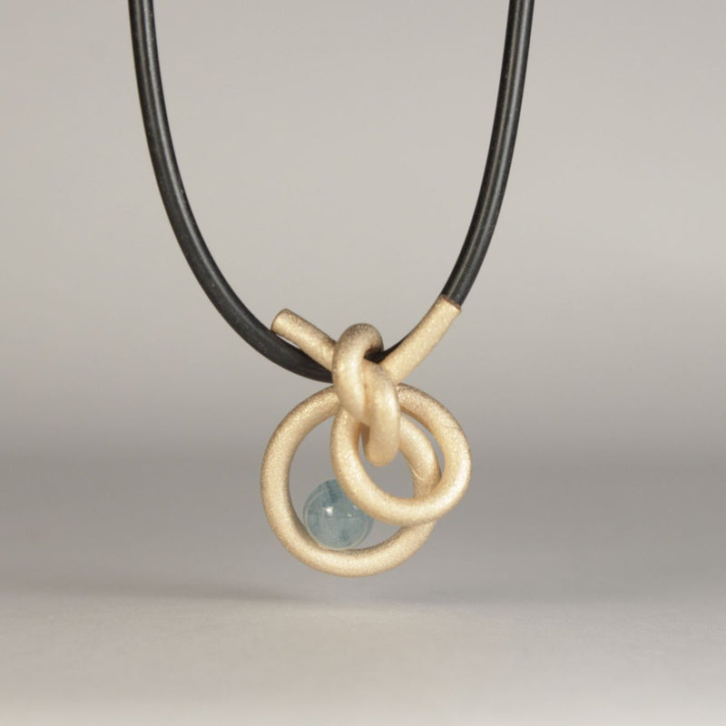 Anhänger Knotenschmuck Perl Schlaufe Knoten ANH-P23 Aquamarin