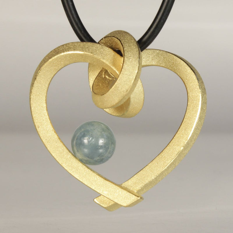 Anhänger Knotenschmuck Gebundenes Herz ANH-P2-Aquamarin