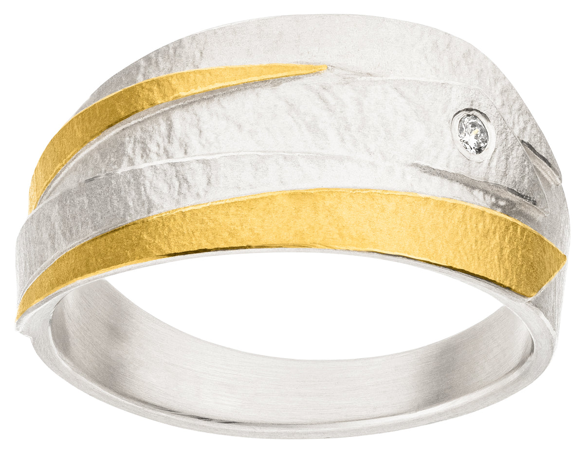 925er Silber Ring feingoldbelegt MANU R1449BR